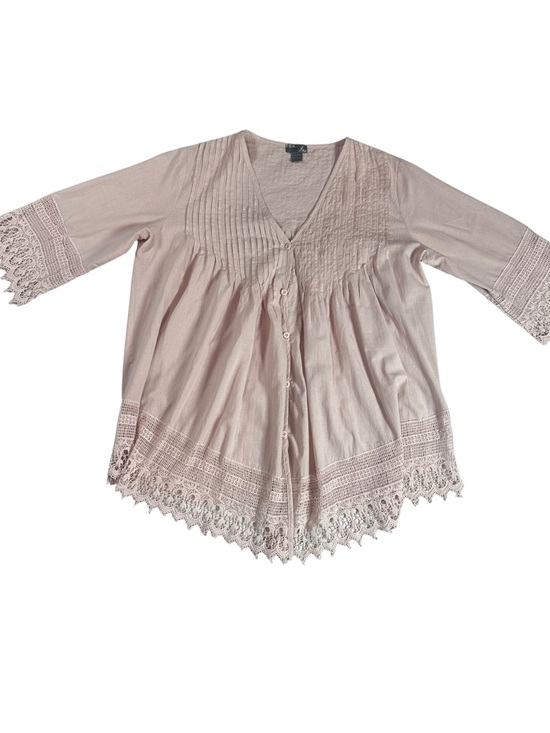 Poetry Clothing Tops - Poetry Clothing Blush Pink Lace Trim Boho Tunic Top Size M